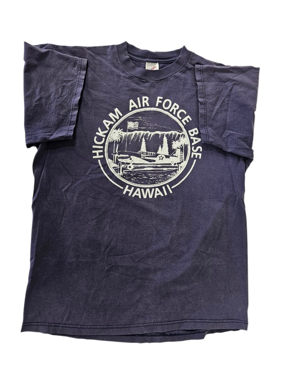 Vintage Hickam Air Force Base Hawaii Navy Graphic Tee Large CL0057